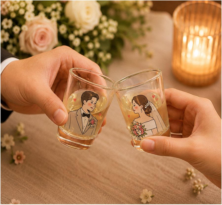 客製婚禮 Logo 精緻玻璃小 shot 杯
